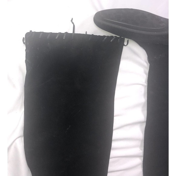 Jimmy Choo Whitby Black Waxed Suede Flat Knee Over Knee Boots Size EU 37 US 7 - Picture 5 of 11